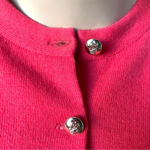 Pringle 60s Vintage Cropped Cardigan Sweater Coral Pink Wool NOS Pinup S XS M - Picture 2 of 8